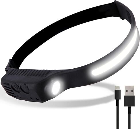 Headband Light - LED Headlamp Rechargeable, IPX4 Waterproof Head Lamp 270° Wide Beam 350 Lumens with Motion Sensor, 6 Modes, 8hr Battery Life Head Lamps for Camping, Hiking, & Industrial Use in Saudi Arabia
