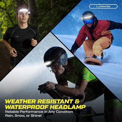 Headband Light - LED Headlamp Rechargeable, IPX4 Waterproof Head Lamp 270° Wide Beam 350 Lumens with Motion Sensor, 6 Modes, 8hr Battery Life Head Lamps for Camping, Hiking, & Industrial Use in Saudi Arabia