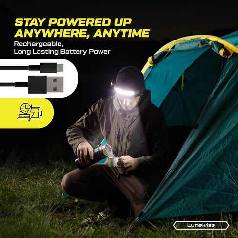 Headband Light - LED Headlamp Rechargeable, IPX4 Waterproof Head Lamp 270° Wide Beam 350 Lumens with Motion Sensor, 6 Modes, 8hr Battery Life Head Lamps for Camping, Hiking, & Industrial Use in Saudi Arabia