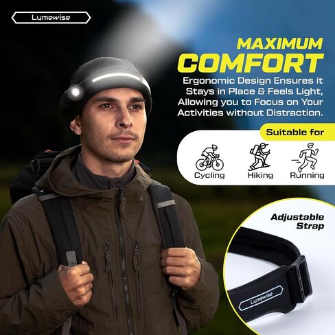 Headband Light - LED Headlamp Rechargeable, IPX4 Waterproof Head Lamp 270° Wide Beam 350 Lumens with Motion Sensor, 6 Modes, 8hr Battery Life Head Lamps for Camping, Hiking, & Industrial Use in Saudi Arabia