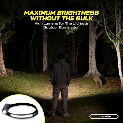 Headband Light - LED Headlamp Rechargeable, IPX4 Waterproof Head Lamp 270° Wide Beam 350 Lumens with Motion Sensor, 6 Modes, 8hr Battery Life Head Lamps for Camping, Hiking, & Industrial Use in Saudi Arabia