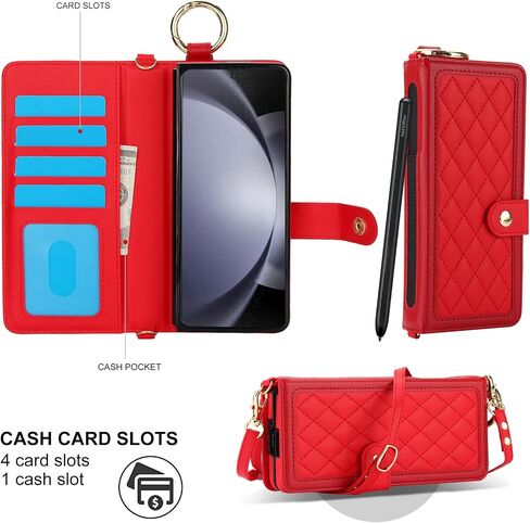 LBYZCASE Flip Folio Leather Wallet Case for Samsung Galaxy Z Fold 6, Z fold 6 Case with Card Slots[RFID Blocking],S Pen Holder,Wrist Strap for Women (Rose Gold) in Saudi Arabia