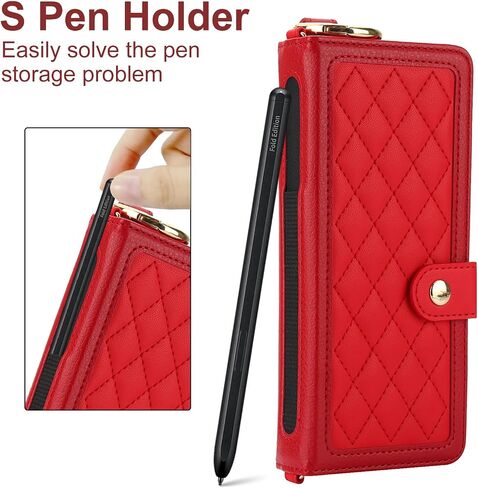 LBYZCASE Flip Folio Leather Wallet Case for Samsung Galaxy Z Fold 6, Z fold 6 Case with Card Slots[RFID Blocking],S Pen Holder,Wrist Strap for Women (Rose Gold) in Saudi Arabia