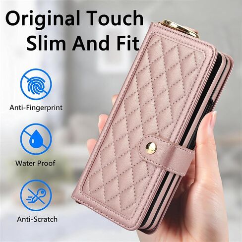 LBYZCASE Flip Folio Leather Wallet Case for Samsung Galaxy Z Fold 6, Z fold 6 Case with Card Slots[RFID Blocking],S Pen Holder,Wrist Strap for Women (Rose Gold) in Saudi Arabia