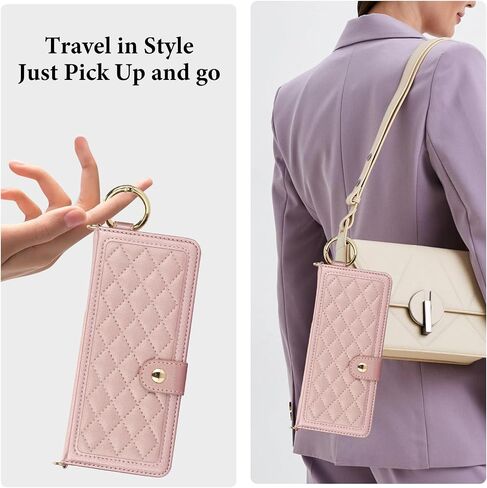 LBYZCASE Flip Folio Leather Wallet Case for Samsung Galaxy Z Fold 6, Z fold 6 Case with Card Slots[RFID Blocking],S Pen Holder,Wrist Strap for Women (Rose Gold) in Saudi Arabia