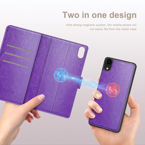 حافظة محفظة 2 في 1 قابلة للفصل لهاتف iPhone XR مع حامل بطاقة الائتمان، RFID Blocking، غطاء حماية من جلد البولي يوريثان قابل للطي للنساء والرجال لهاتف Apple XR، أحمر نبيذي in Saudi Arabia
