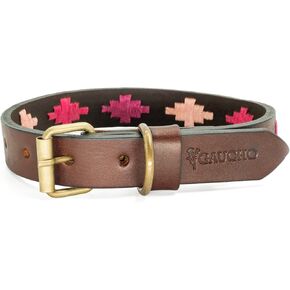 Polo Dog Leather Collar Hand-Stitched (Large, Black & White)