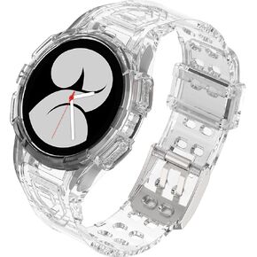 NINKI Compatible Galaxy Watch 4 Band Clear Galaxy Watch 5 Band,Full Protective Sport Samsung Watch 4 Band for Women Men Bumper Replacement Strap Case Band for Samsung Galaxy Watch 5 Band Transparent