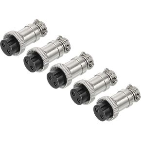 MECCANIXITY 5pcs Aviation Connector GX16 2 Pin 16mm Female Wire Panel Aviation Connector Plug Socket for Aviation, High-Speed Rail, Ships