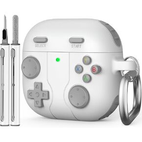 حافظة لجهاز AirPods الجيل الرابع مع مجموعة أدوات تنظيف وسلسلة مفاتيح، حافظة ألعاب لجهاز AirPods 4 غطاء حماية من السيليكون المقاوم للصدمات، شاشة LED أمامية مرئية، حماية قوية من السقوط (رمادي داكن) in Kuwait