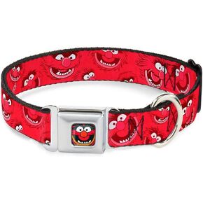 Buckle-Down Seatbelt Buckle Dog Collar - Animal Expressions Scattered Reds - 1" Wide - Fits 11-17" Neck - Medium