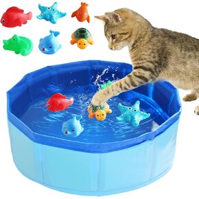 Obfuscate Cat Pool Toy Portable Cat Splash Play Pool Water Toys Designed for Cats Cat Pool with Interactive Fish Toys Best Cat Toys for Bored Indoor Cats 6 PCS
