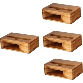 HOMSFOU 4pcs Smart Car Accessories Desk for Phone Stand Mobile Holder Wood Loudspeaker Holder Cell Phone Stand Holder Nightstand Organizer Phones Photo Work Phone Holder Wooden