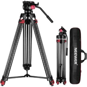 NEEWER 79"/200cm Video Tripod, Heavy Duty Aluminum Alloy Camera Tripod Stand with 360° Fluid Drag Head, QR Plate Compatible with Canon Nikon Sony and Other DSLR Camera Camcorder, Load Up to 17.6lb/8kg