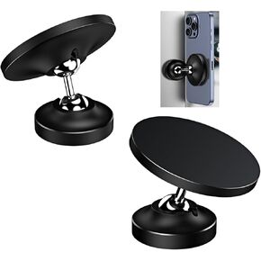 Dual Magnetic Foldable Mobile Phone Holder, 360° Adjustable Rotating Strong Magnetic Holder, with Two Magnets, Suitable for All Mobile Phones, for Gyms, Kitchens, bathrooms, Cars (Black)