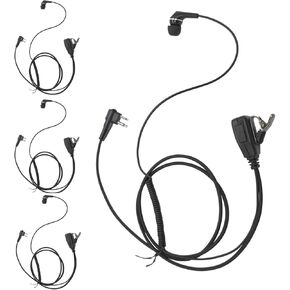 Pack of 4 2 Pin Walkie Talkie Earbuds Wired Ear Bud in-Ear Earpiece Headset for Motorola 2-pronged Radios cp200 cp185 cp100 cp040 dlr1060 cls1110