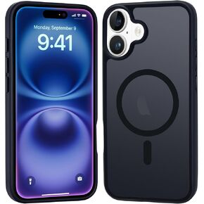 Magnetic Case for iPhone 16 Pro Max Case, Translucent Matte Back Frosted Anti-Fingerprint Slim Shockproof Phone Cover Compatible with MagSafe, Black
