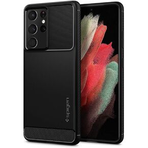 Spigen Rugged Armor Designed for Galaxy S21 Ultra Case (2021) - Matte Black