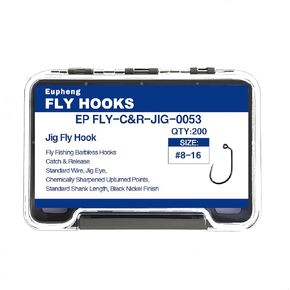 Fly Hooks Assortment of Best Sizes Dry Wet Nymph Shrimp&Pupa, Streamer, Caddis, Jig, Scud Flies Great Value Package Micro Barbed Bronze Forged Fishing Hooks