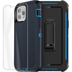 AICase for iPhone 13 Pro Case with Belt-Clip Holster, Screen Protector, Heavy Duty Protective Phone Case, Military Grade Full Body Protection Shockproof/Dustproof/Drop Proof Rugged Tough Cover (Red)