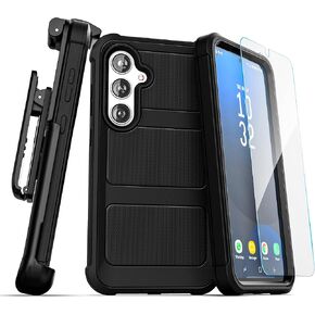 Encased Falcon Compatible with Samsung Galaxy S24 FE Case with Belt Clip Holster - Protective Full Body Case (S24 FE)