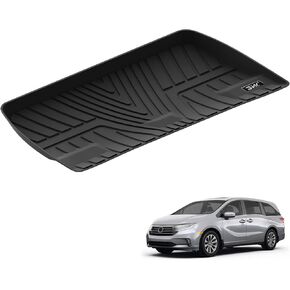3W Floor Mats and Cargo Liner Compatible for Honda Odyssey 2018-2023 TPE All Weather Custom Fit Floor Liner and Cargo Mats 1st 2nd and 3rd Rows Car Mats and Trunk Liner Black