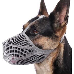 Mayerzon Dog Muzzle, Patented Mesh Muzzles for Small Medium Large Dogs, Soft Covered Mouth Guard with Adjustable Straps, Prevent Biting Chewing and Licking