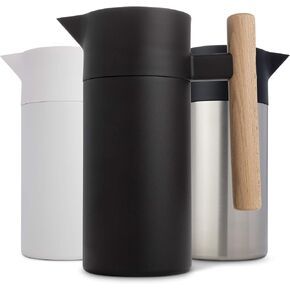 Thermal Coffee Carafe 40 Oz - Stainless Steel Double Walled Vacuum Insulated Carafe - 1 Liter Thermal Coffee Pot Thermos, Travel Size Beverage Dispenser with Tea Infuser (Black)