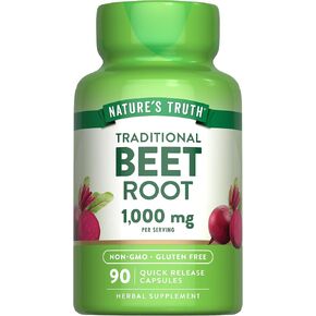 Nature's Truth Beet Root Capsules | 1000mg | 90 Pills | Herbal Extract | Gluten Free, Non-GMO Supplement, 90 Count