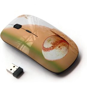 Baseball Theme Sports Design Ergonomic Wireless Mouse with Nano Receiver