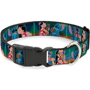 Buckle-Down Plastic Clip Collar - Lilo & Stitch 5-Scene Blocks - 1" Wide - Fits 15-26" Neck - Large
