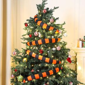 4 Pcs Halloween Sandworm Christmas Tree Decorations Black White Christmas Tree Ornament Spooky Tree Worms Halloween Tree Hanging Decorations for Halloween Xmas Holiday Party