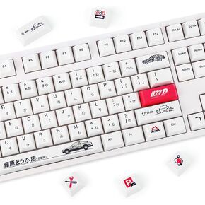 YIMAGUJRX Initial D Keycaps - AE86 PBT Japanese Keycaps, 121 Keys Initial D Custom Keycap Dye-Sublimation Cherry Profile for Gaming DIY Keyboard (Red)