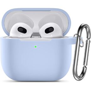 Hamile Designed for AirPods 3 Case Cover, Silicone Protective Cases Cute Skin Covers with Keychain Accessories Compatible with Apple AirPod 3rd Generation, Girls Boys Women Men-Navy Blue