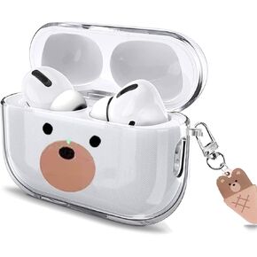 for Cute Airpods Pro 2 Case 2022 / Airpods Pro 2019 with Keychain Carabiner, Clear Airpods Pro 2nd Case Cartoon Anime Pattern Soft Cover with an Ornaments for Kids Girls Women (Duck&Flower)