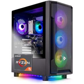 Skytech Shadow Gaming PC Desktop, Ryzen 5 5500 3.6 GHz (4.2GHz Turbo Boost), NVIDIA RTX 3050 8GB GDDR6, 500GB SSD, 16GB DDR4 RAM 3200, 650W Gold PSU, Wi-Fi, Win 11 Home