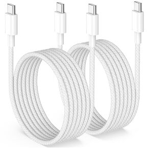 for MacBook Pro/Air Charger Cord, 60W 6FT 2Pack Woven Braided USB C to C Fast Charging Cable for Apples MacBook Air Mac Pro, iPhone 16 15 Pro Max Plus, iPad, Android, Laptop