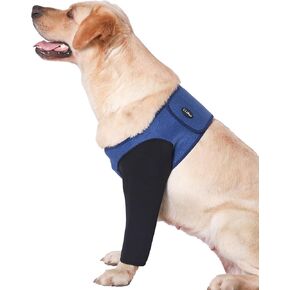 Dog Recovery Sleeve, Dog Recovery Suit, Abrasion Resistant Dog Recovery Sleeve Front Leg, Washable 2.5mm Thick and Waterproof, Pet Wounds Prevent Licking, Bite (Large, Blue)
