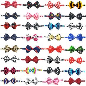 Dog Bow Ties with Adjustable,10Pcs Pet Bowties Cat Bow Ties Bulk Pet Bowties for Small Medium Boy Girl Dogs Cats Pet Grooming Accessories for Halloween Thanksgiving Christmas (Random Color)
