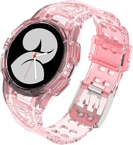 NINKI Compatible Galaxy Watch 4 Band Clear Galaxy Watch 5 Band,Full Protective Sport Samsung Watch 4 Band for Women Men Bumper Replacement Strap Case Band for Samsung Galaxy Watch 5 Band Transparent in Saudi Arabia