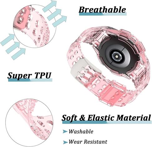 NINKI Compatible Galaxy Watch 4 Band Clear Galaxy Watch 5 Band,Full Protective Sport Samsung Watch 4 Band for Women Men Bumper Replacement Strap Case Band for Samsung Galaxy Watch 5 Band Transparent in Saudi Arabia