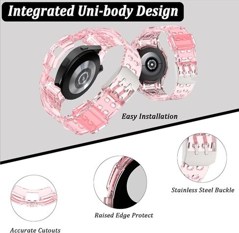 NINKI Compatible Galaxy Watch 4 Band Clear Galaxy Watch 5 Band,Full Protective Sport Samsung Watch 4 Band for Women Men Bumper Replacement Strap Case Band for Samsung Galaxy Watch 5 Band Transparent in Saudi Arabia