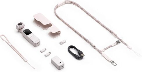 مجموعة DJI Pocket 2 الحصرية (أبيض غروب الشمس) - كاميرا تسجيل فيديو بحجم الجيب، محور ثلاثي المحاور بمحرك، مسجل فيديو 4K، صورة 64 ميجابكسل، ActiveTrack 3.0، فيديو YouTube TikTok، لأجهزة Android وiPhone in Saudi Arabia