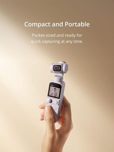 مجموعة DJI Pocket 2 الحصرية (أبيض غروب الشمس) - كاميرا تسجيل فيديو بحجم الجيب، محور ثلاثي المحاور بمحرك، مسجل فيديو 4K، صورة 64 ميجابكسل، ActiveTrack 3.0، فيديو YouTube TikTok، لأجهزة Android وiPhone in Saudi Arabia