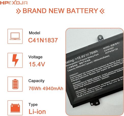 C41N1837 استبدال بطارية الكمبيوتر المحمول ASUS Rog Zephyrus GU502 GU502DU GU502GV GU502LU GU502LW GU502LV GX502LXS GX502GV GX502GW Rog Zephyrus G15 GA502 GA502D GA502DU GA502GU GA502IV in Kuwait