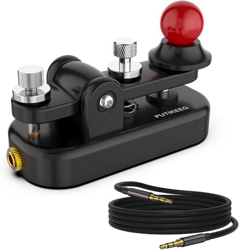 Mini Morse Radio Key CW HAM Send Telegram Double Paddle Morse Code Key with Aluminum Alloy Body Base Blue(S) in Kuwait