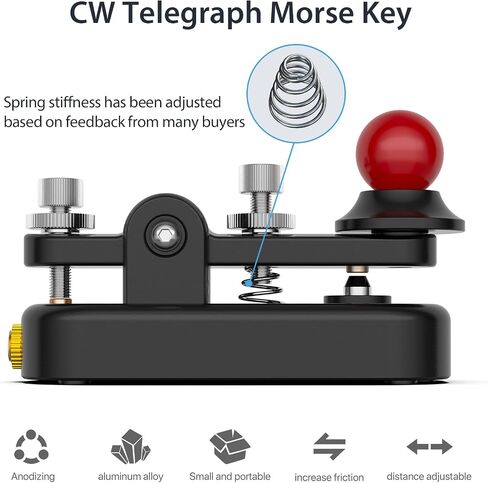 Mini Morse Radio Key CW HAM Send Telegram Double Paddle Morse Code Key with Aluminum Alloy Body Base Blue(S) in Kuwait