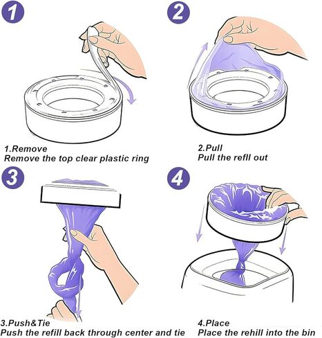 10 عبوات من أكياس إعادة التعبئة المتوافقة مع فضلات الجني - عبوات فضلات القطط بطول 15 قدم، وحقيبة بديلة للتخلص منها سهلة التركيب (لا تشمل الخرطوشة) (أرجواني) in Kuwait