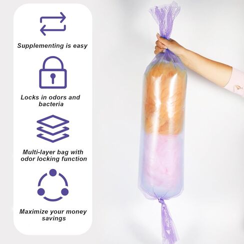 10 عبوات من أكياس إعادة التعبئة المتوافقة مع فضلات الجني - عبوات فضلات القطط بطول 15 قدم، وحقيبة بديلة للتخلص منها سهلة التركيب (لا تشمل الخرطوشة) (أرجواني) in Kuwait