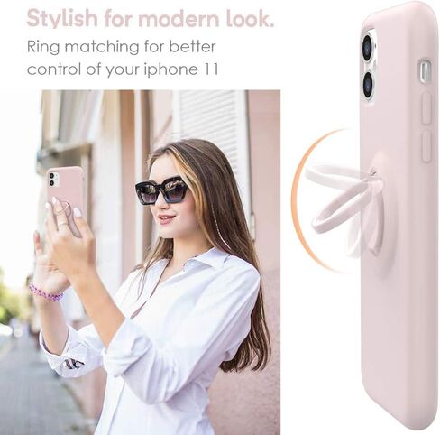 MOCCA for iPhone 11 Case with Ring Kickstand | Super Soft Microfiber Lining | Anti-Scratch Liquid Silicone Shock-Absorbing Case for iPhone 11 - Pink Sand in Saudi Arabia